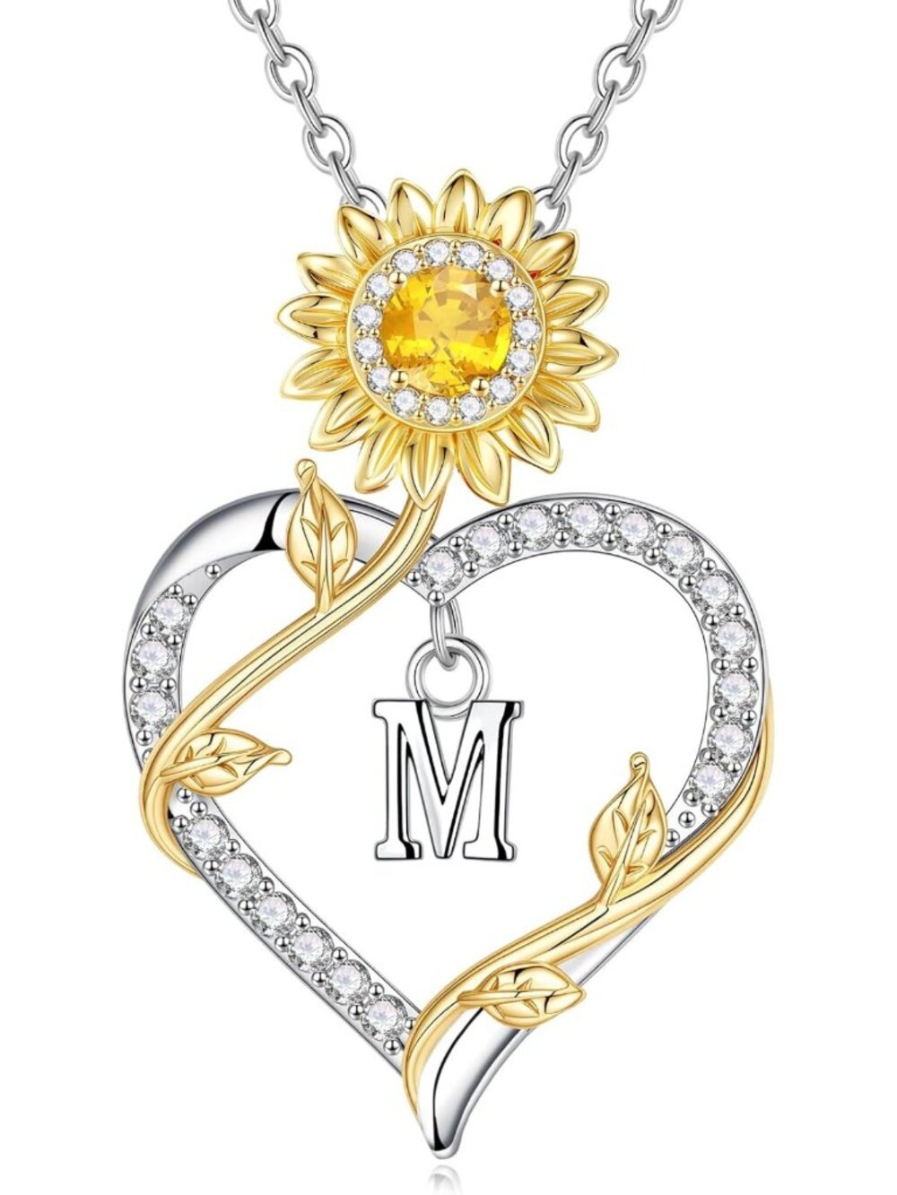 Sunflower Initial Necklace for Women - Perfect Gift for Her, Floral Jewelry